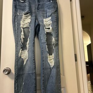 Judy Blue Ripped Blue Boyfriend Jeans